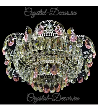 Люстра хрустальная Ромашка 1 лампа розовая